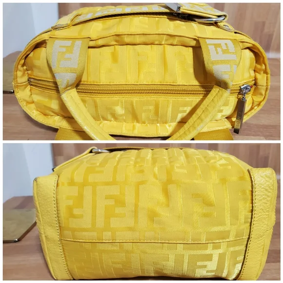 FENDI Zucca Zip Code Shoulder Yellow Bag - Picture 7 of 12